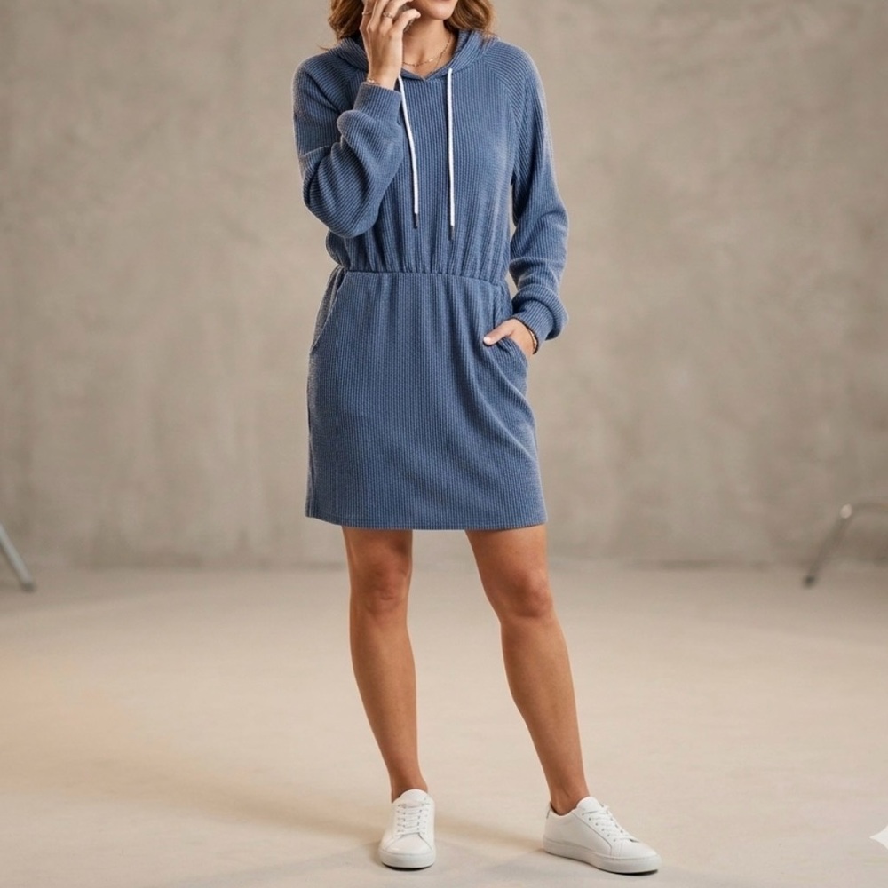 Gilli Soft Blue Hooded Dress Casual Coverup dress Active dress